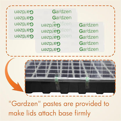 Gardzen 5-Set Seed Starter Tray Kits, Durable Plant Germination Trays with Humidity Vented Domes and Bases, Ideal for Seed Starting, Indoor Gardening, and Greenhouse (Total 200 Cells)