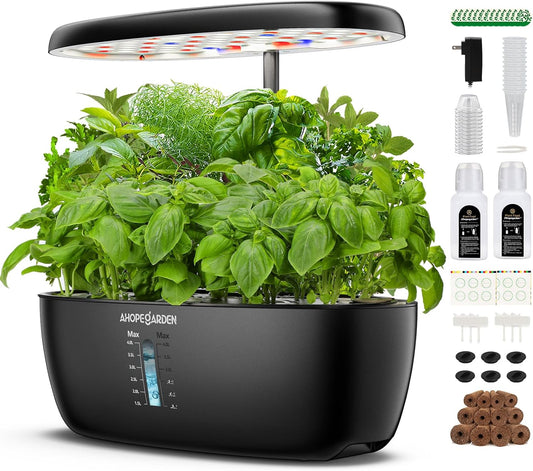 Ahopegarden Indoor Garden Hydroponics Growing System: 12 Pods Plant Germination Kit Garden Kit Growth Lamp Countertop with LED Grow Light Hydrophonic Planter Grower Harvest Vegetable Lettuce