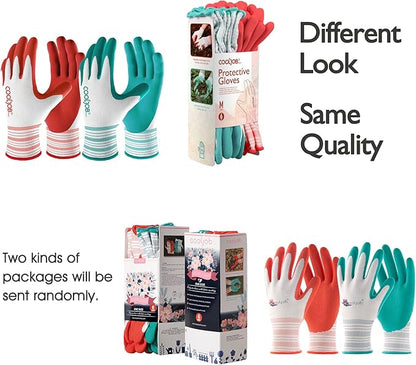 COOLJOB 10 Pairs Gardening Gloves for Women Ladies, Breathable Rubber Coated for Yard Garden, Outdoor Indoor Protective Work with Grip, Medium Size, Red & Green