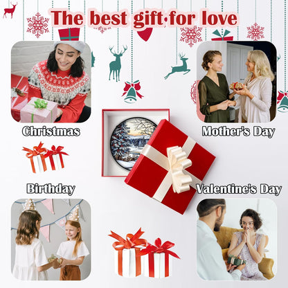 Stained Glass Window Hanging, Winter Snow Landscape Suncatcher Diamond Glass Panel Sun Catchers Decor for Birthday for Women, Men, Wife, Aunt, and Mom 14.9 in