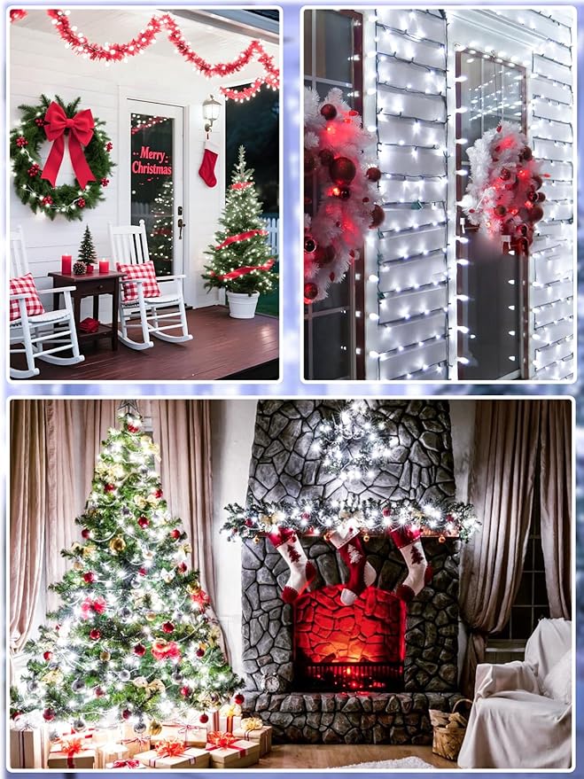 1000 LED Christmas Lights Outdoor Indoor, Super Long 330 FT Green Wire Plug In String Lights with 8 Modes & Timer & Memory, Waterproof Fairy Light for Xmas Tree Party Garden Decorations, Cool White