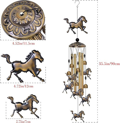 Bronze Horses Wind Chimes Decor, Mobile Blessing Wind Bells Decorate, Sympathy Wind Catcher, Memorial Gifts for Mom,Grandma,Woman (/Outside/Indoor/Home/Room/Porch/Yard/Garden Decoration)