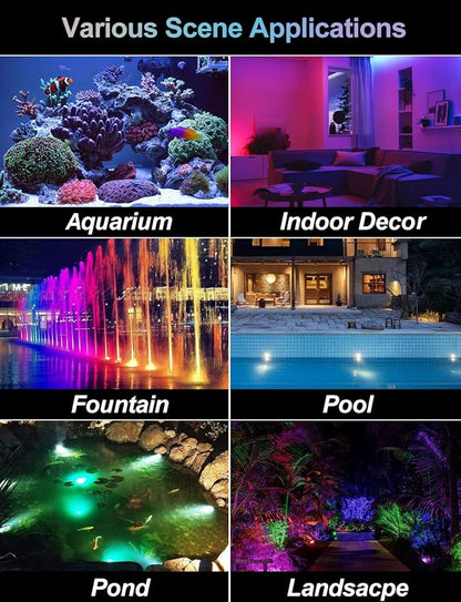 RGB Pond Lights with Timer, LED Underwater Submersible Colorful Landscape Spotlights, 98ft Remote Control IP68 Waterproof Fountain Lights for Fish Aquarium Tank Garden Yard Pool (Set of 3)