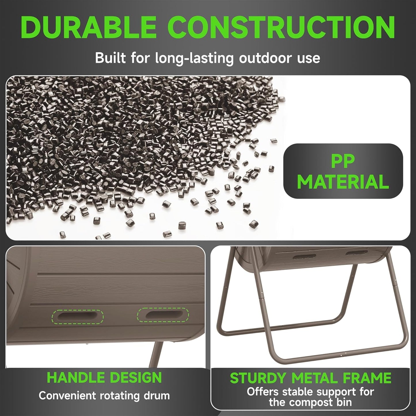 37.5 Gal Compost Tumbler - Quick-Spin Outdoor Compost Bin with Weatherproof Resin | High-Yield Compost for Organic Gardening