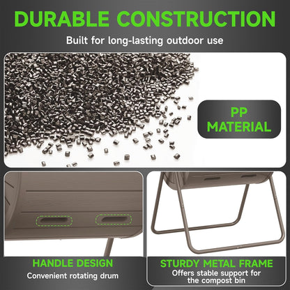 37.5 Gal Compost Tumbler - Quick-Spin Outdoor Compost Bin with Weatherproof Resin | High-Yield Compost for Organic Gardening