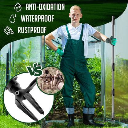 Weed Puller Tool - 63" Stand Up Weeder | 4-Claw Steel Head, 4 Adjustable Lengths | Heavy Duty Detachable Weeding Tool for Lawn/Yard/Garden | No Bending/Kneeling