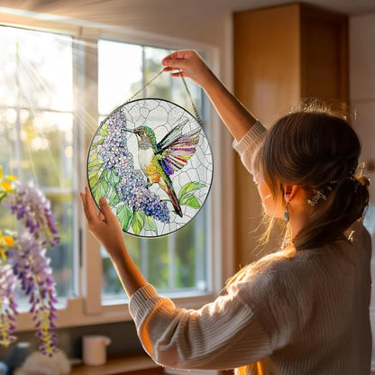 Stained Glass Window Hanging, 8 Inch Hummingbird Sun Catchers, Stained Glass Suncatcher, Window Decor, Gifts for Mothers Day, Birthday, Christmas, Hummingbird Gifts, Gift for Women Mom and Grandma