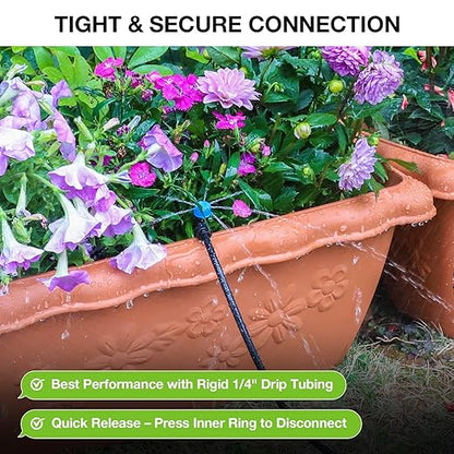 MIXC Quick Connector Drip Emitters for 1/4" Tubing, Adjustable Flow, 360° Fan-Shaped Sprayer (Drip Emitter Stream, 40 Packs)