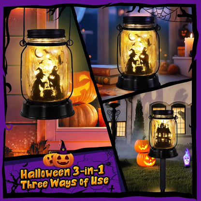 kyoryuger Halloween Decorations Halloween Decor Witch Solar Lanterns Witch Decorations Outdoor Lights Solar Garden for Yard, Patio,Backyard,Porch Torches Light