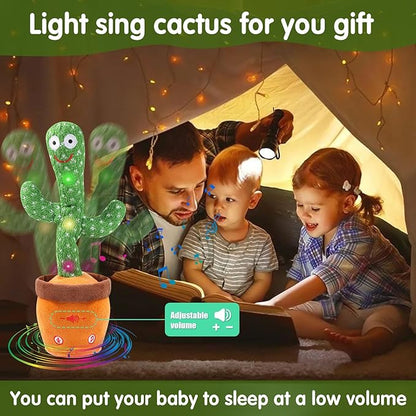 MIAODAM Dancing Talking Cactus Toy for Baby Toddler, Colorful Glowing Repeating What You Say, Singing Talking Toy 120 Pcs Songs for Baby Dancing Cactus Mimicking Toys