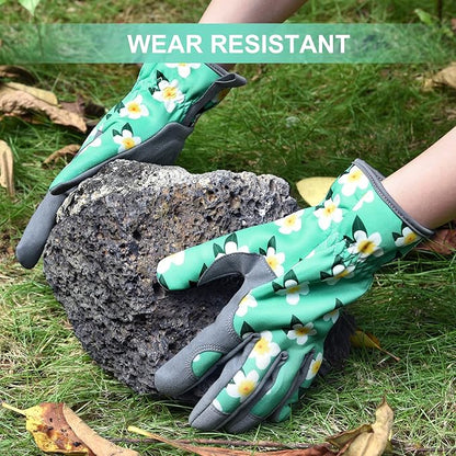 Womens Gardening Weeding Working Gloves, Leather Garden Glove for Women Thorn Proof No Stab for Digging, Planting,Pruning