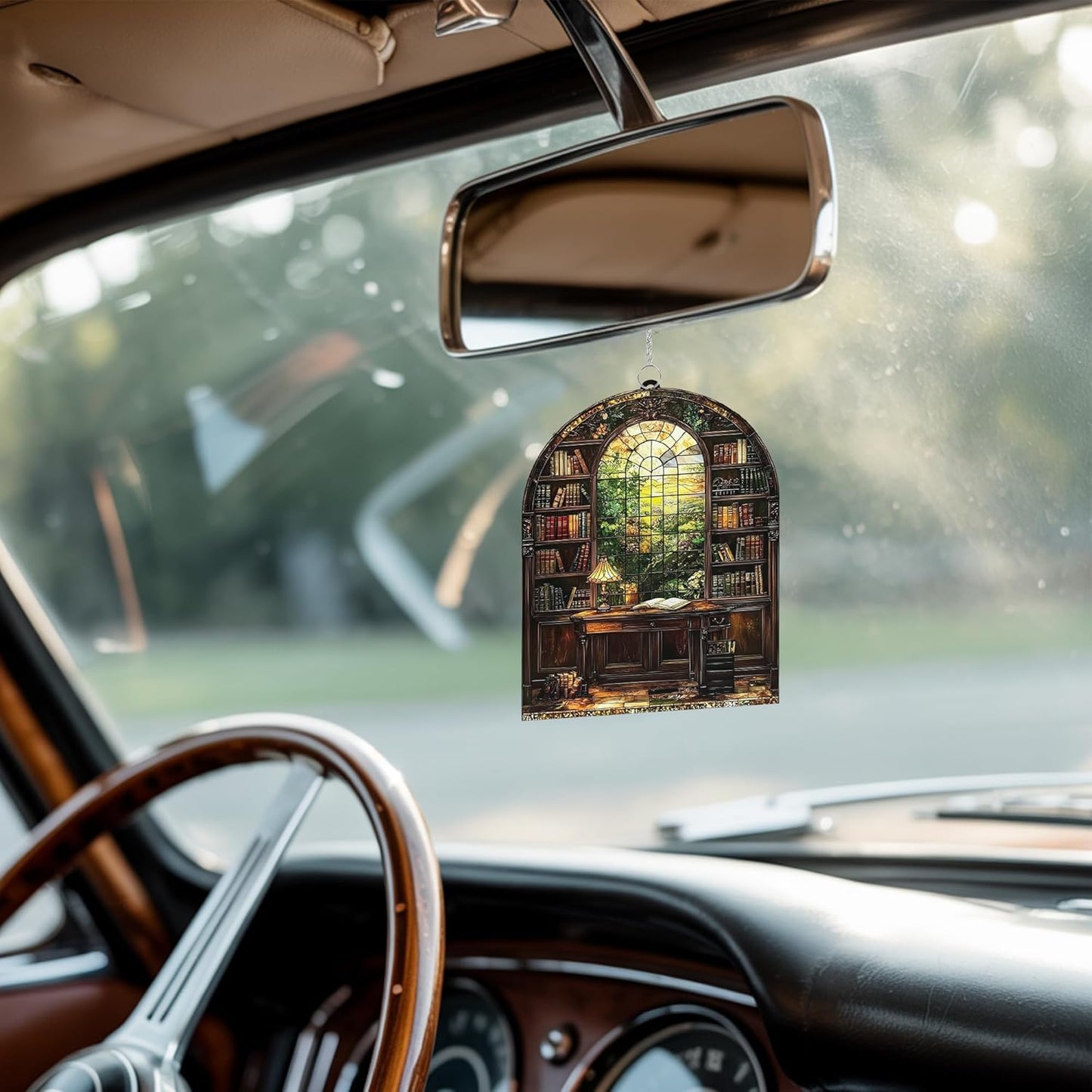 Library Books Bookish Acrylic Suncatcher Stained Glass Effect Window Car Hanging Christmas Ornament Indoor Outdoor Decor Garden Bookworm Sun Catcher Book Lover for Women Mom Grandma