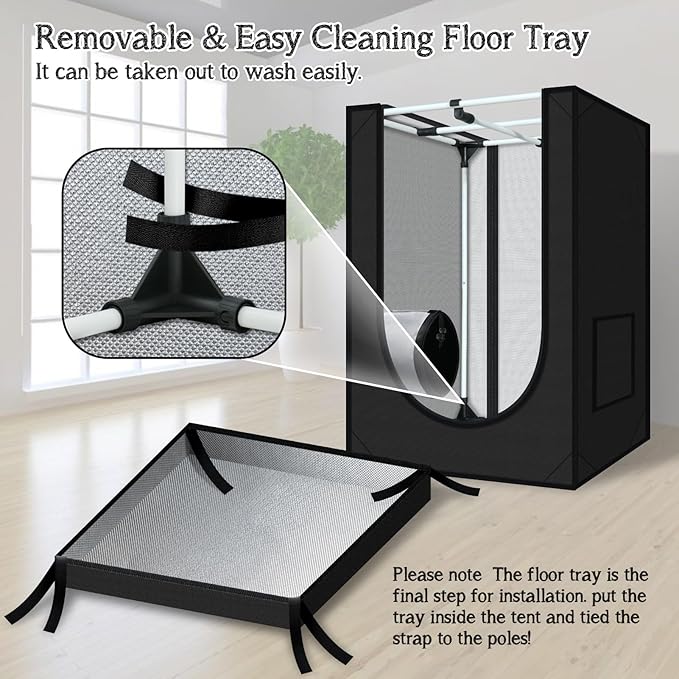 zazzy Grow Tent, 24"x24"x36" Hydroponic Mylar Grow Tent Reflective Garden Growing Dark Room with Observation Window, Removable Floor Tray and Tool Bag for Indoor Plant Growing 2'x2'