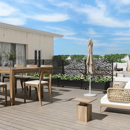 Casaphoria Metal Raised Garden Bed with Trellis and Wheels, 47"x47"x16" Planter Box for Climbing Plants, Vegetables & Vines, Features Drainage Holes and Privacy Screen (Black-Spring)