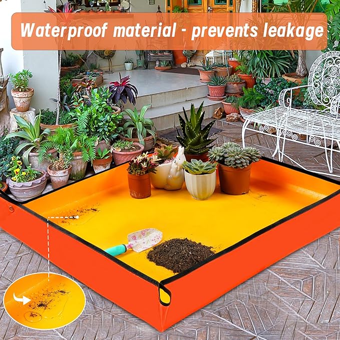 Large Repotting Mat for House Plants Transplanting and Potting Soil Mess Control, Unique Gardening Gifts for Women & Men Mom Birthday Gift Plant Lover Gifts