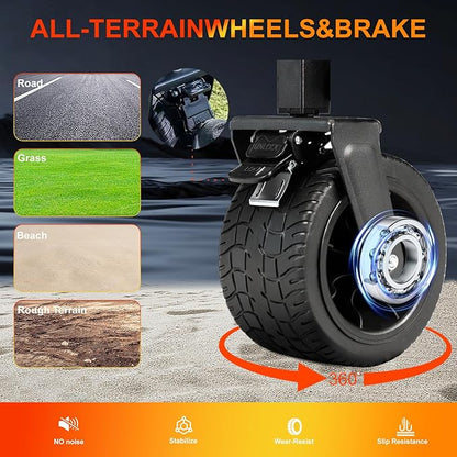 Collapsible Foldable Wagon, Utility Large Capacity Beach Wagon with Big Wheels, Shopping Cart with Side Pocket and Brakes for Sand, Garden, Grocery, Sports, Camping, Black