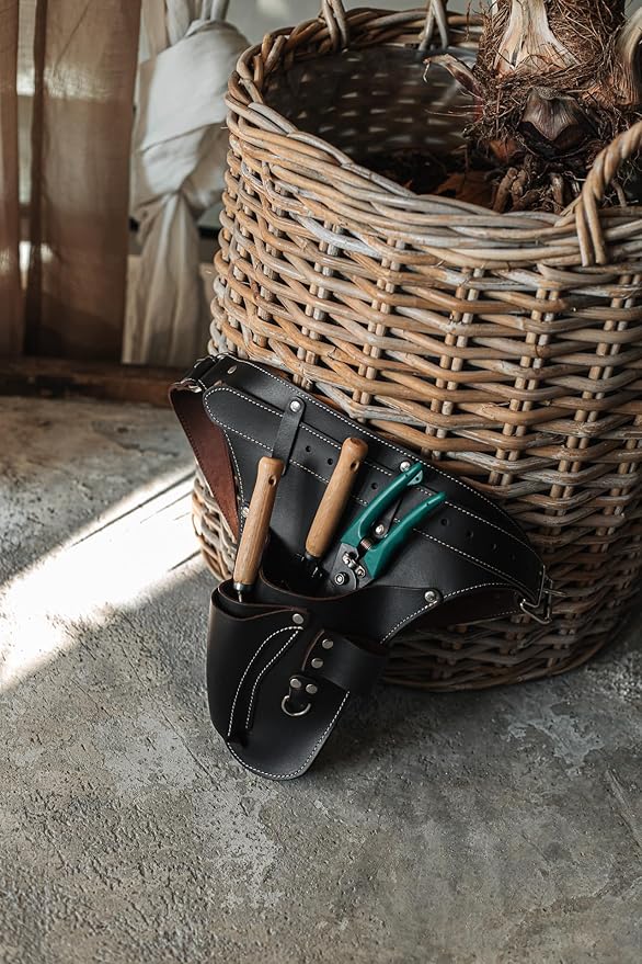 Garden Florist Tool Belt for Men | Leather Tool Belt for Women | Handmade Belt for Gardener, Electrician, and Carpenter | Leather Florist Belt (Brown CrazyHorse) (Dark brown Full grain, one size)