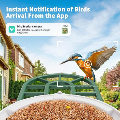 Bird Feeder with Camera with AI Identify Birds Species Solar Panel, Smart Bird House with Cam, 2K Live View, Instant Arrival Alerts