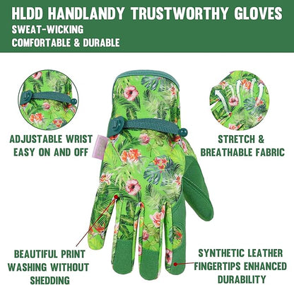 HLDD HANDLANDY Work Gloves for Women and Ladies, Leather Gardening Gloves Flexible Mechanic Working Gloves