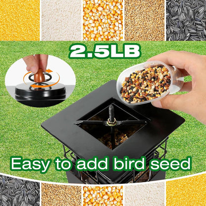 Squirrel Proof Bird Feeders Outdoor Hanging Metal Feeder, 4 Ports for Wild Birds | Weather-Resistant, 2.5 LB Capacity, Ideal for Family Yards & Gardens
