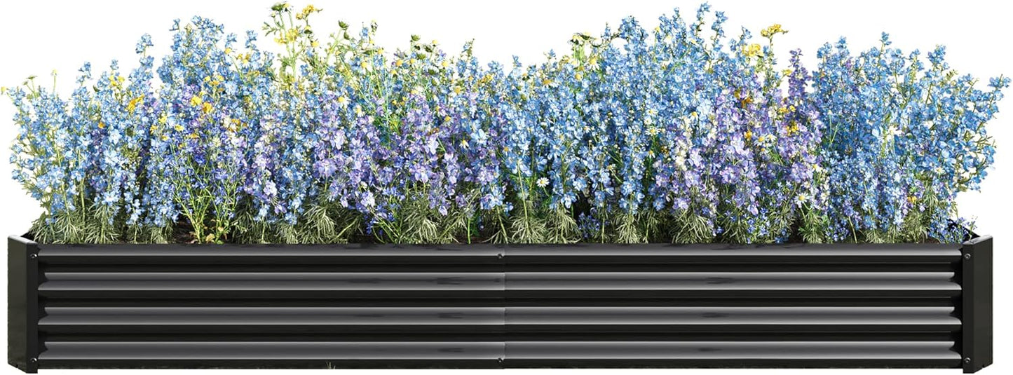 Galvanized Raised Garden Bed for Vegetables,Planter Raised Garden Boxes Outdoor,Metal Raised Garden Beds Steel Kit for Vegetables Flower Herb Patio Black Rectangle
