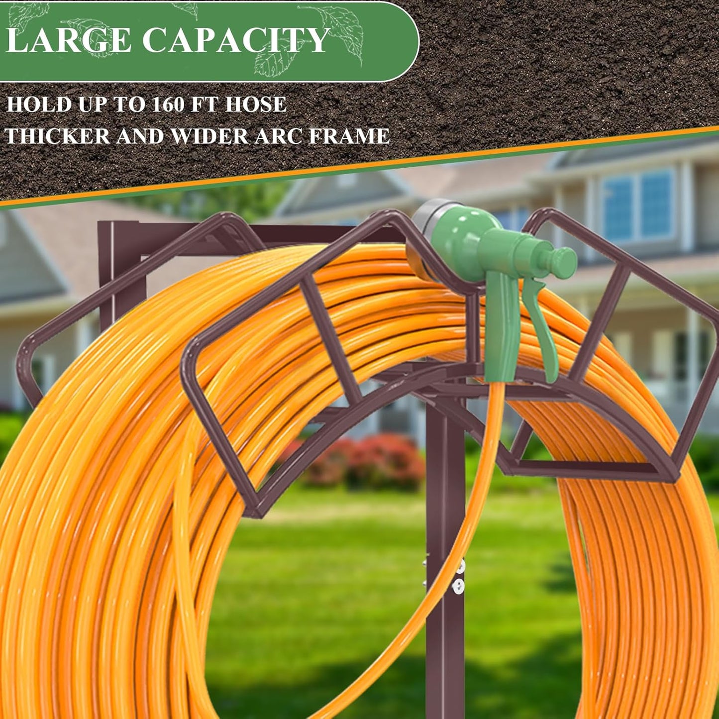 Super Stable Garden Hose Holder, Detachable Water Hose Holders Hose Storage Hold 160-Feet Hose, Water Hose Holder for Outside, Yard, Lawn, Farm (Bronze)