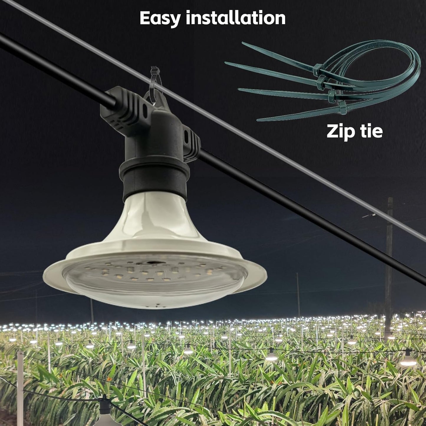 Outdoor LED Grow Lights, Waterproof String Grow Light, Full Spectrum Plant Growing Lights Greenhouse 44Ft Adjustable Cord 12 Lights