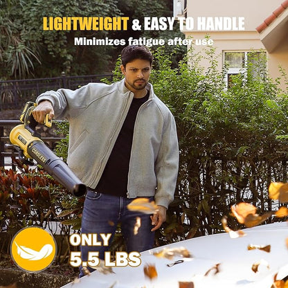 Leaf Blower Cordless with 2× 4.0Ah Batteries and Charger, 560CFM & 180MPH Lightweight Leaf Blower, 2 Speed Electronic Control, 20V Electric Blower for Driveway, Lawn & Yard Care