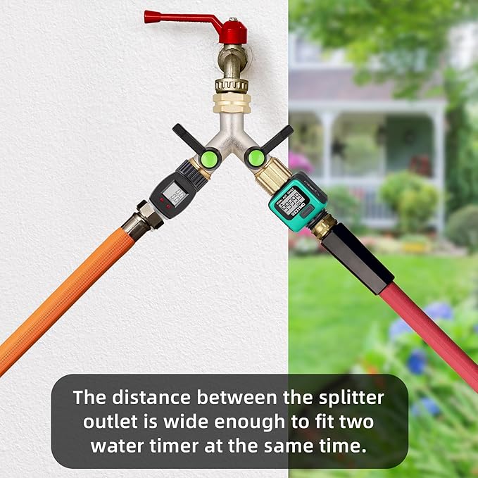 Hose Splitter,Garden Hose Splitter 2 Way,Y Adapter for Water Hose, Faucet Splitter, 2 Way Heavy Duty Brass Splitter，Outdoor Faucet Splitter,with Long Handle.