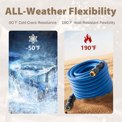 5/8" Female to Female Hot/Cold Water Leader Hose 5ft, -50℉ to 190℉ Flexible,Burst 600 Psi 3/4" Brass Fittings with Swivel Grip Handle for Outdoor,Yard, Farm, Blue