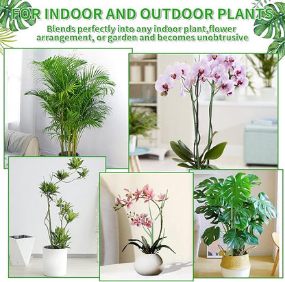6 Pack 27.56" Detachable Twig Plant Support Stakes Set, Blends in to Plant, Branch Plant Sticks with Orchid Clips Twist Plant Ties, Twig Trellis for Indoor Outdoor Plants Potted Plants Flower