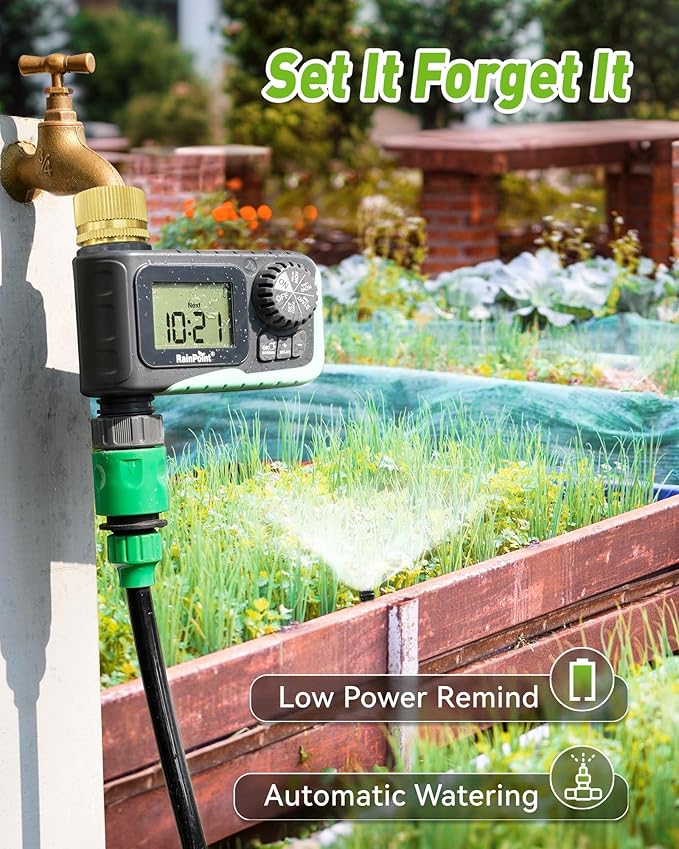 RAINPOINT Sprinkler Timer Outdoor, Water Timer for Garden Hose Faucet Timer, Programmable Watering Irrigation Timer with Rain Delay/Manual, V2, 2024 Release(Metal)
