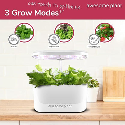 6Pro Hydroponics Growing System Kit (6 Pods), Indoor Garden Kit with 3L Watertank, 3 Grow Modes and Quiet Pump, Grow Herbs Lettuce Salad at Home Kit, Adjustable Height Up to 13", White