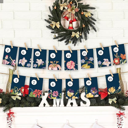 Seeds Advent Calendar 2025 Christmas Countdown - Non-GMO Heirloom Seeds 24 Types of Perennial Flower Seeds for Planting - Unique Christmas Garden Hanging Decoration for Women Adults Kids Family