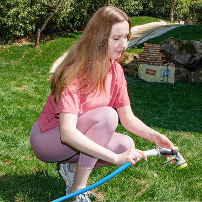 Fevone 75 ft x 5/8" No Kink Garden Hose, 3-Sided Prism Design to Prevent Kinks, Drinking Water Safe, 150 PSI Heavy Duty Water Hose, Flexible Hybrid Polymer with 3/4" Aluminum Fittings