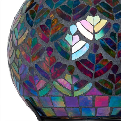 Alpine Corporation - Outdoor Glass Mosaic Peacock Gazing Globe - Iridescent Garden Decor, 10" Diameter, Multicolor