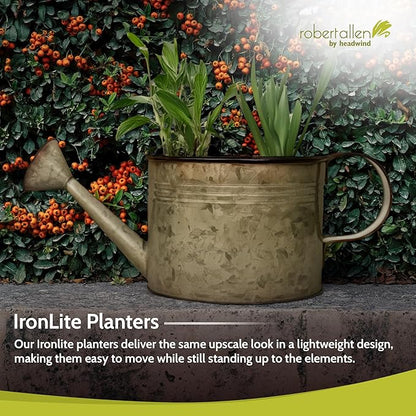 Headwind Countryside Collection - 6 Inch Rustic Green Galvanized Plant Watering Can for Outdoor & Indoor - Vintage Metal Watering Can Outdoor Planter by Robert Allen