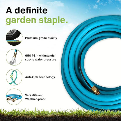 Aeromixer THE HOSE - 3/4 Inch Garden Hose 25Ft, Kinkless Commercial Garden Hoses, Heavy Duty Industrial Water Hoses for Outdoors, 650 PSI High-Pressure Watering Tool for Farming and Gardening
