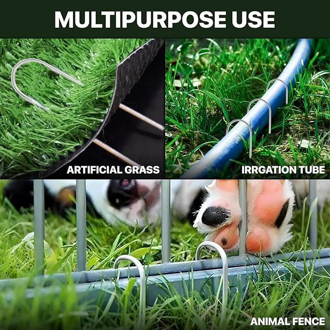 U Shaped Landscape Garden Staples 4 Inch 40 Pack Updated 11Gauge Irrigation Stakes Galvanized Garden Stakes Fabric Pins for Soaker Hose Drip Line Tubing Yard Lawn Staples for Outdoor Decorations