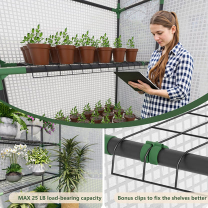 Greenhouse for Outdoors, Small Greenhouse, Walk-in Greenhouses with 3 Tiers 4 Shelves, PE Cover, Heavy Duty Plant Greenhouses for Garden and Backyard