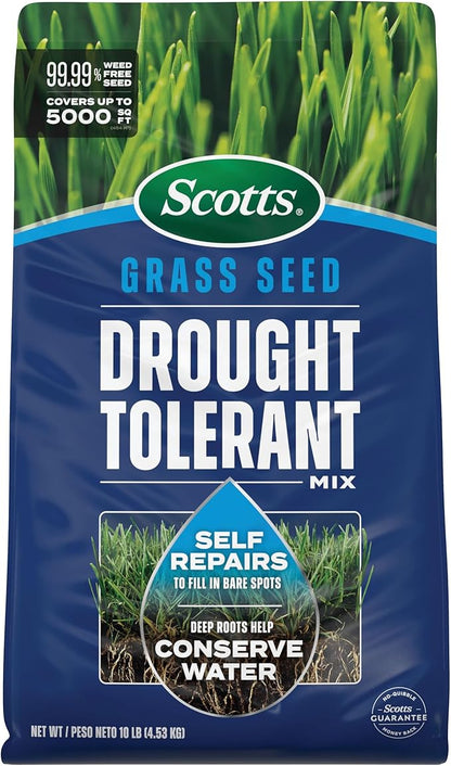 Scotts Grass Seed Drought Tolerant Mix, Kentucky Bluegrass and Tall Fescue Grass Seed Mix, Covers up to 5,000 sq. ft., 10 lb.