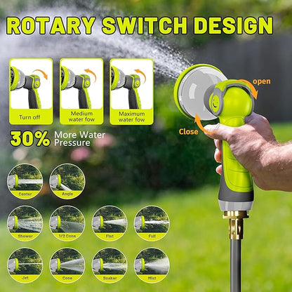 Retractable Garden Hose Reel,1/2 in x 150 ft Wall Mounted Garden Hose Reel,UV Resistant with 10 Pattern Nozzle,Any Length Lock, Slow Return System,180°Swivel Bracket(Green)