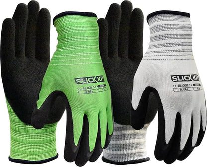 Gardening Gloves for Women & Men, Breathable Garden Gloves Rubber Coated for Garden, Yard, 6 Pairs, White & Green