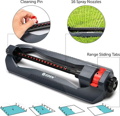 Eden 96213 Lawn & Garden Essential Oscillating Sprinkler | Water Sprinkler for Yard,Covers up to 3,600 sq. ft., Heavy Weight Base