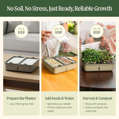 Self-Watering Microgreens Growing Kit with 20 Capillary Grow Mats and Humidity Domes, 4 Trays for Growing Multiple Micro Greens and Sprouts, Hydroponic Growing System with Water Level Indicator