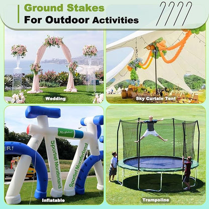 Kadrick 32-Pack Rebar Stakes 12 inch，J Hook Ground Stakes Anchors, Black Galvanized Fence Stakes,Heavy Duty 5/16'' Diameter