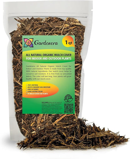 Gardenera Premium Organic Natural Mulch Cover - Enhance Your Indoor Plants with Natural Aroma and Organic Benefits - 1 Quart
