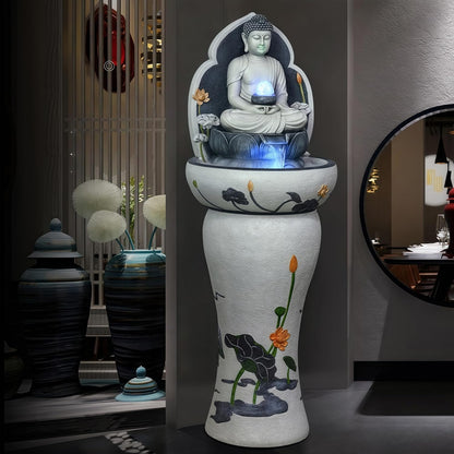 Outdoor Water Fountain Outside, Garden Fountain, Buddha Statue Outdoor/Indoor for Home, Buddha Decor & Gifts, Buddah, Buda, Budda, Buddhas, Chinese Decor & Gifts, Feng Shui (B)