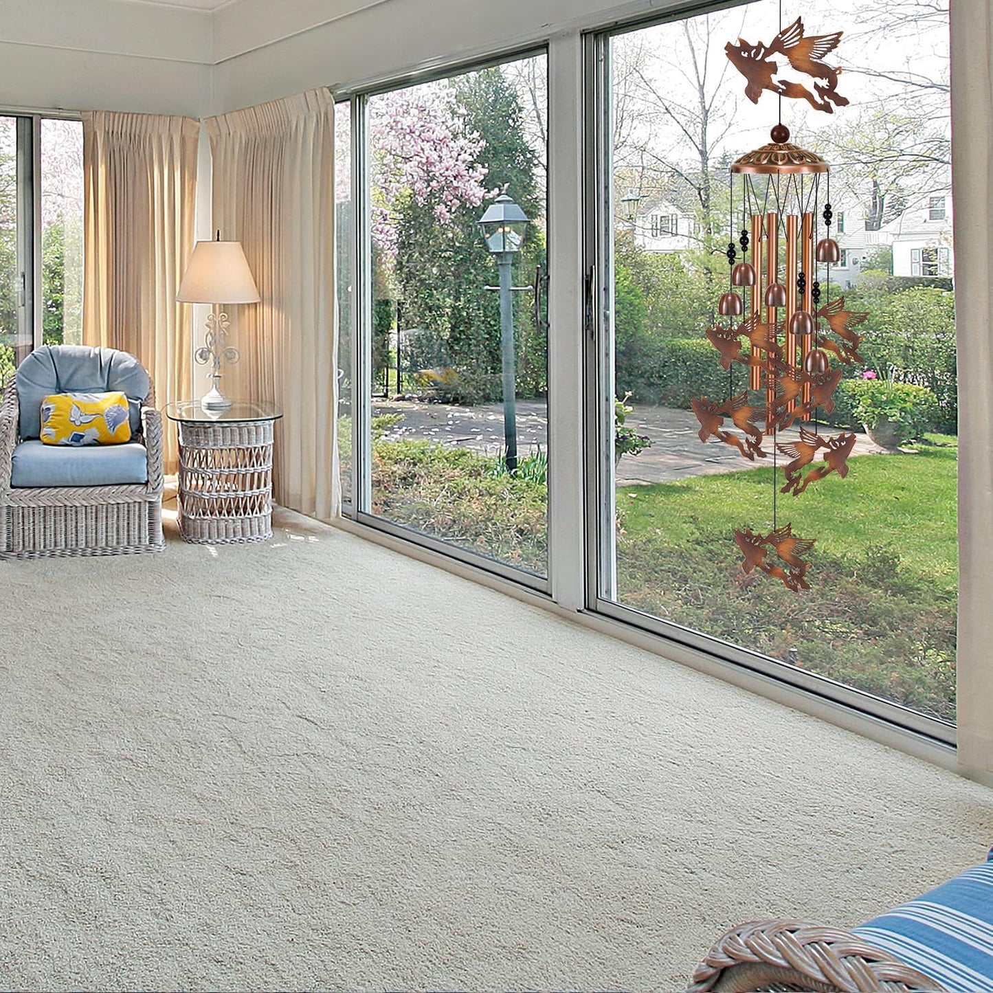 Outdoor Wind Chimes Decor, Flying Pigs Wind Chimes for Home, Patio, Porch, Lawn, Indoor, Garden Decoration, Mobile Wind Catcher, Music Wind Bells, Memorial Gifts, Festival Gifts for Mom/Grandma/Woman