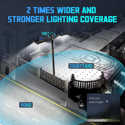 180° Spoke Tenon Adaptor Bracket, Durable Horizontal Round Pole Mounting Arm for 2 Lights, 2 3/8 in Top Mounting Bracket for Parking Lot Light Street Shoebox Lighting